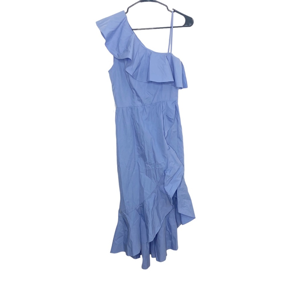 Sandro Ruffled One Shoulder Sky Blue Lover Dress party flirty lightweight cotton - Picture 4 of 8